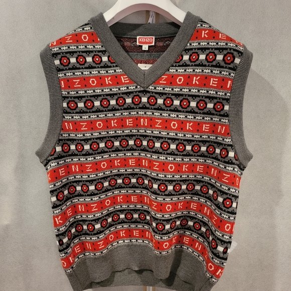 KENZO Embroidered-Logo Striped Sweater Vest - Picture 4 of 8